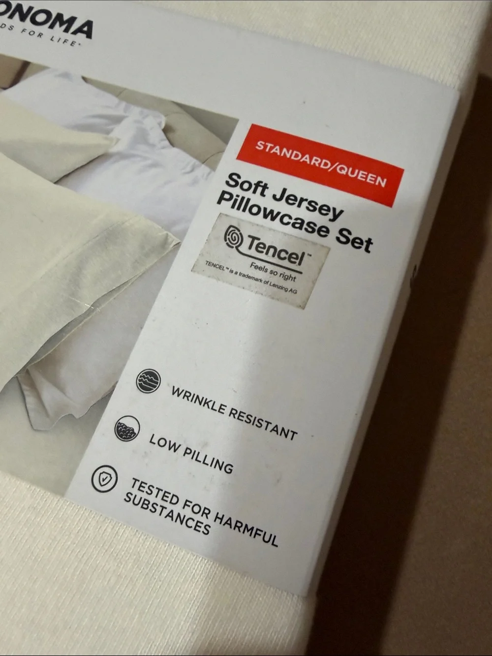SONOMA Soft Jersey Pillowcase Set - Cream (Standard/Queen)